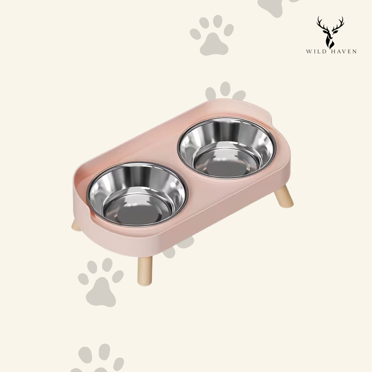 Haven Cat Elevated Double Bowl, Raised Stand Feeding Station for Cat Neck and Joint Health