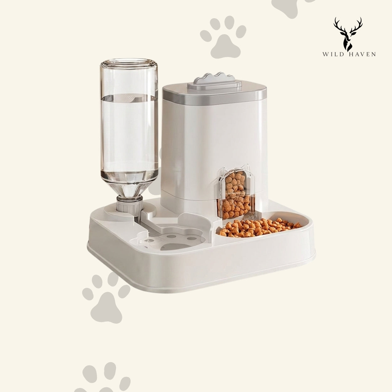 Haven Cat Automatic Feeder and Water Dispenser, 2-in-1 Gravity Food and Water Station for Cats