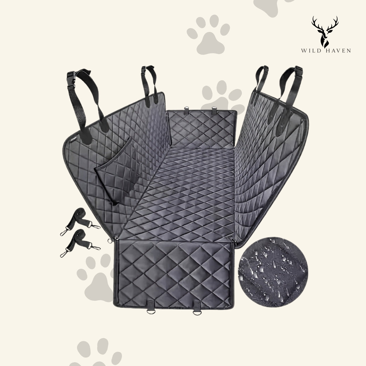 Haven Dog Premium Car Seat Hammock Cover, 600D Scratch-Proof Full Back Seat Protector for Dogs