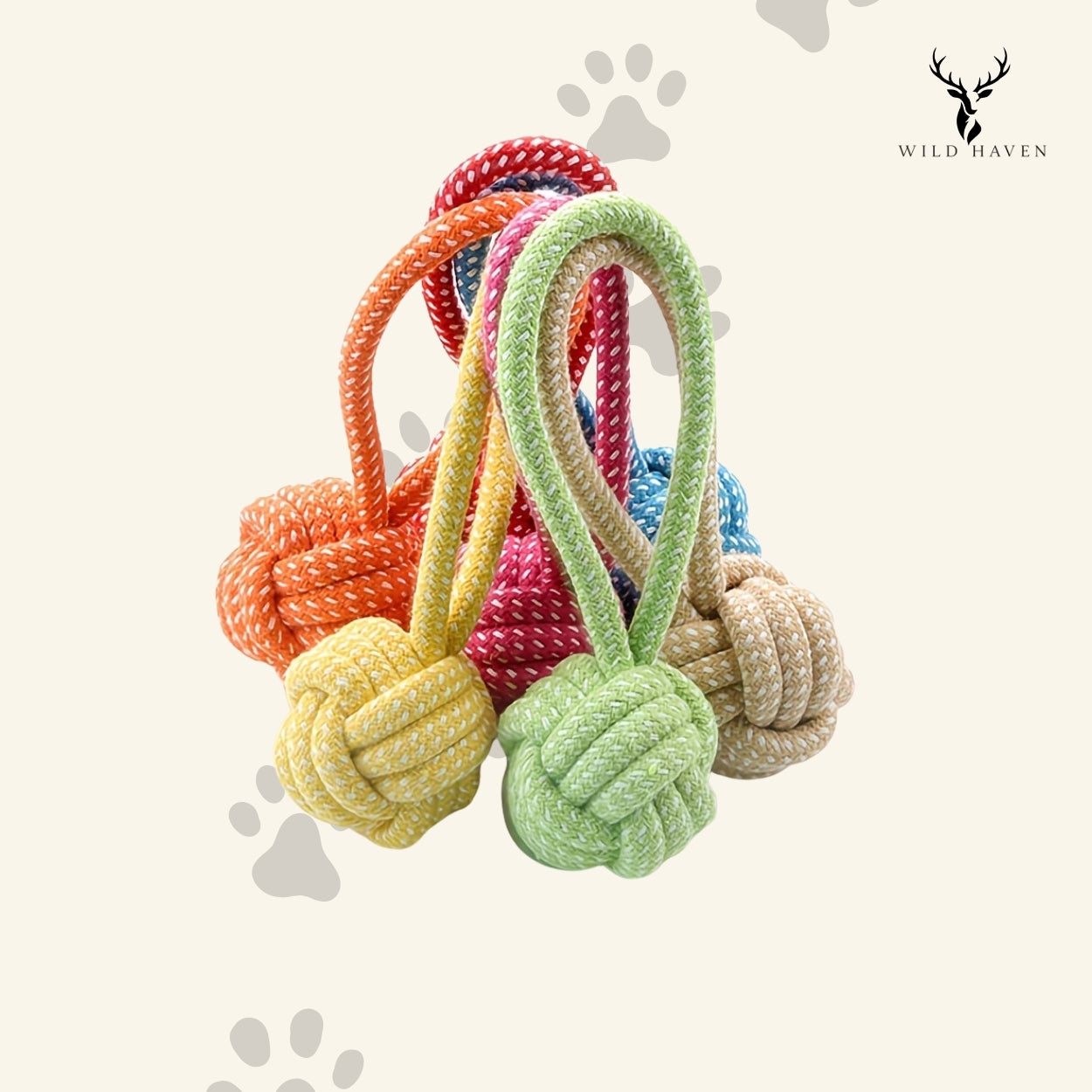 Haven Dog Rope Ball Tug Toy, Interactive Cotton Chew and Tug Toy for Small and Medium Dogs