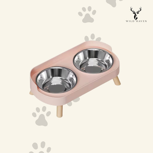 Haven Cat Elevated Double Bowl, Raised Stand Feeding Station for Cat Neck and Joint Health