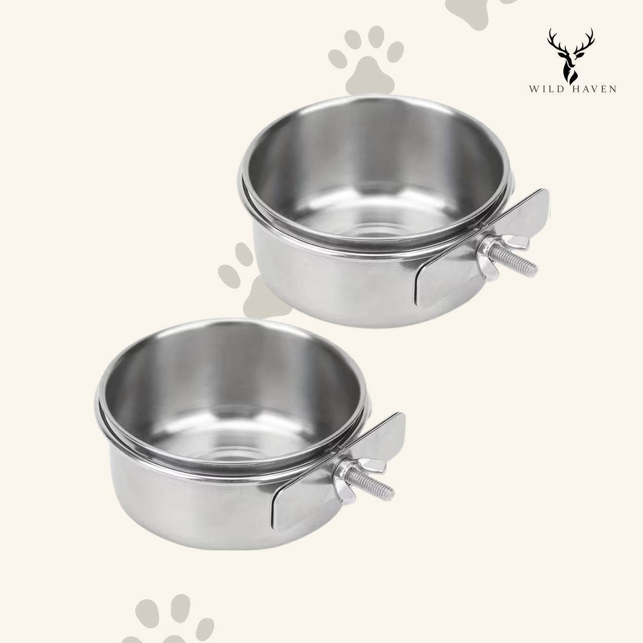 Haven Bird Cage Feeder Bowls, 2-Pack Clip-On Water and Food Containers for Cage Bars
