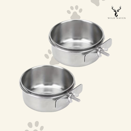 Haven Bird Cage Feeder Bowls, 2-Pack Clip-On Water and Food Containers for Cage Bars