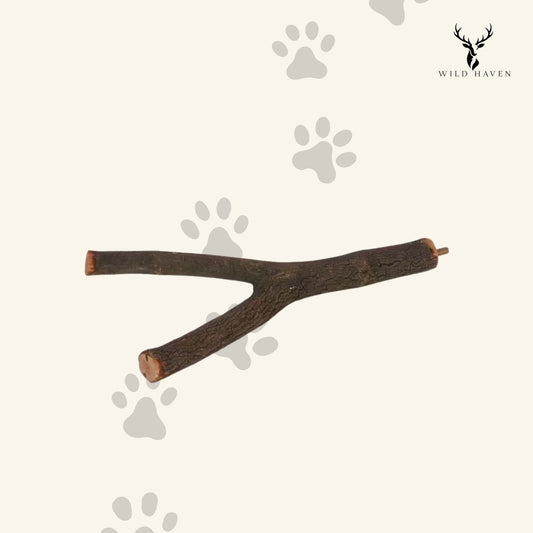 Haven Bird Wood Platform Perch, Natural Tree Fork Cage Stand for Foot and Claw Conditioning