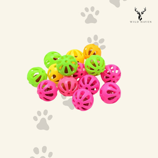Haven Bird Bell Ball Foot Toys, 10-Pack Colourful Plastic Enrichment Balls for Parrots and Budgies