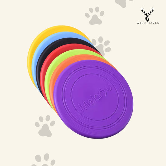 Haven Dog Flying Disc Set, 3-Pack Soft Bite-Resistant Floating Fetch Discs for All Breed Sizes