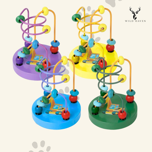 Haven Bird Bead Maze Toy, Wooden Interactive Chew and Cognitive Enrichment Toy for Parrots