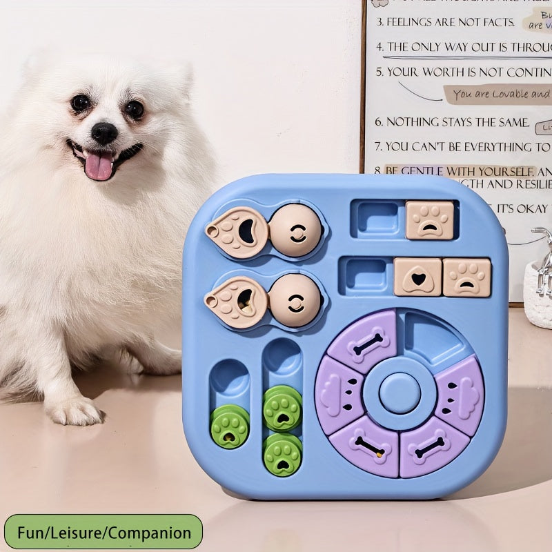 Haven Puzzle Ball Toy - interactive slow feeder treat dispenser for dogs and cats in blue