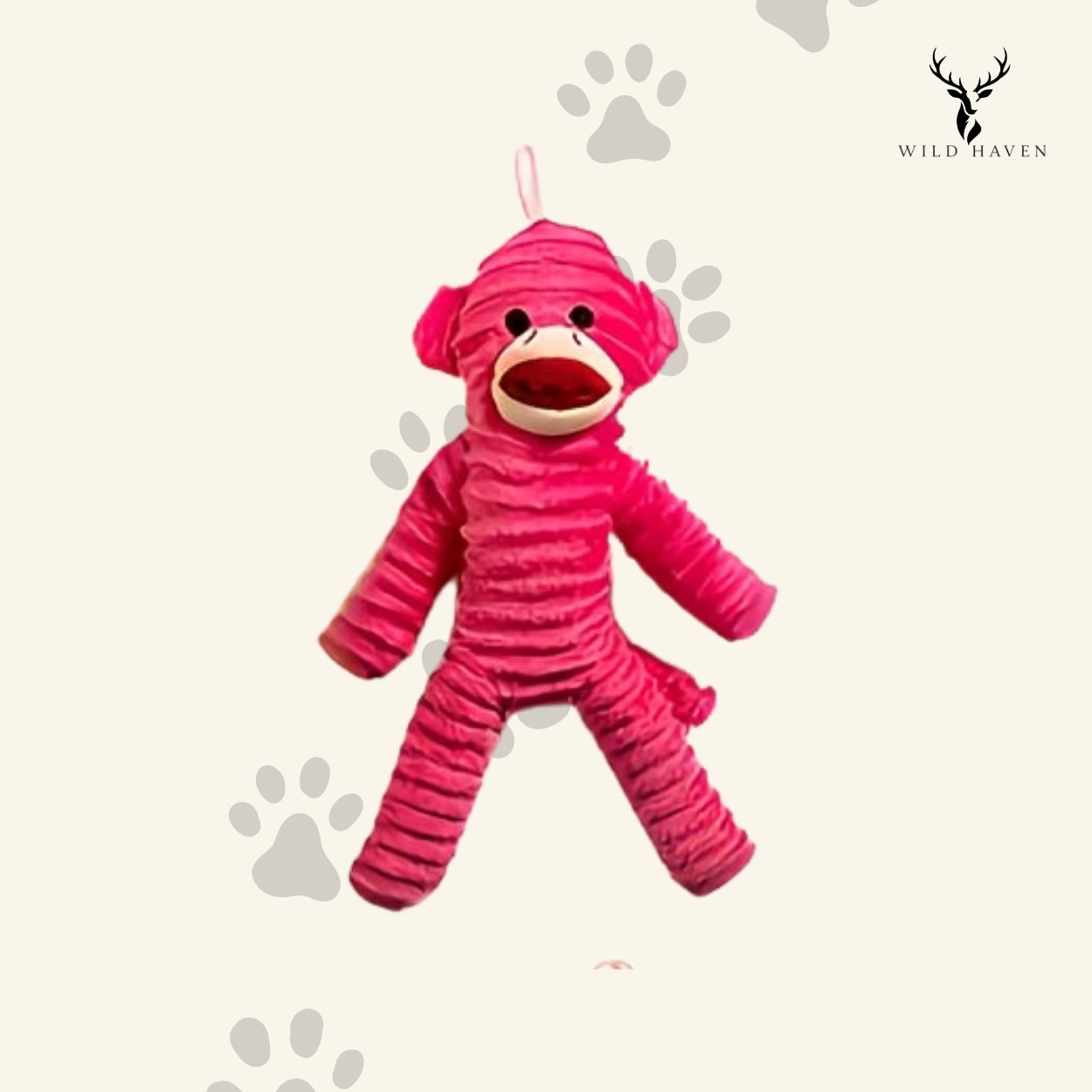 Haven Squeaky Monkey Dog Toy, Reinforced Plush Toy for Small and Medium Dogs