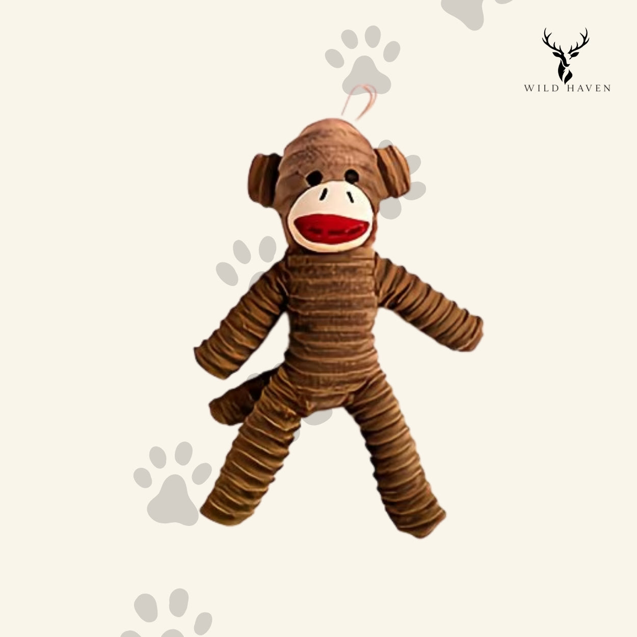 Haven Squeaky Monkey Dog Toy, Reinforced Plush Toy for Small and Medium Dogs