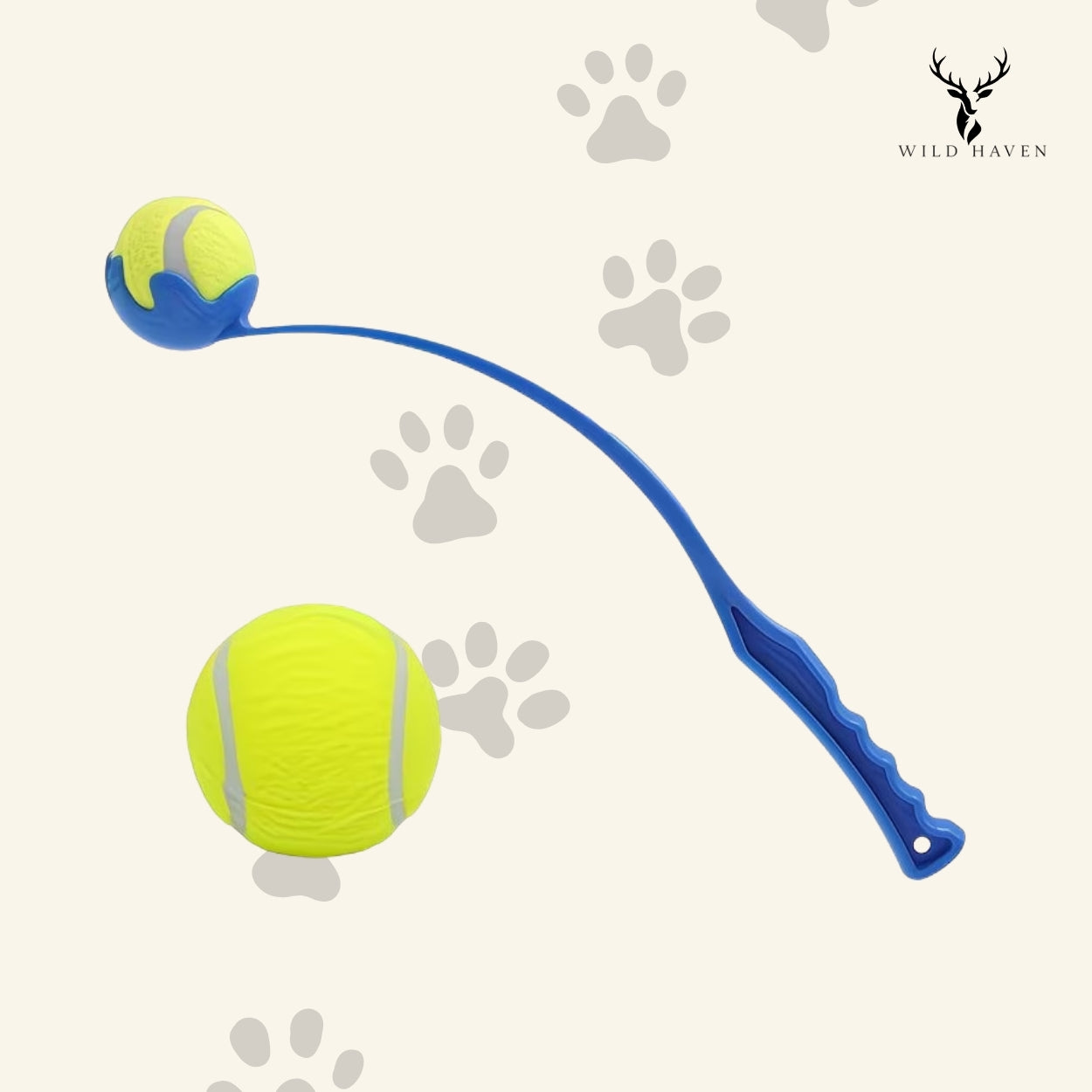 Haven Ball Launcher and Fetch Stick Set, Dog Toy Thrower for Hands-Free Tennis Ball Fetch