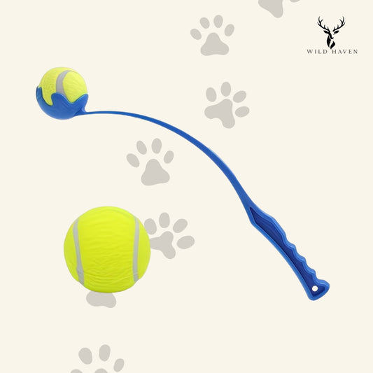 Haven Ball Launcher and Fetch Stick Set, Dog Toy Thrower for Hands-Free Tennis Ball Fetch