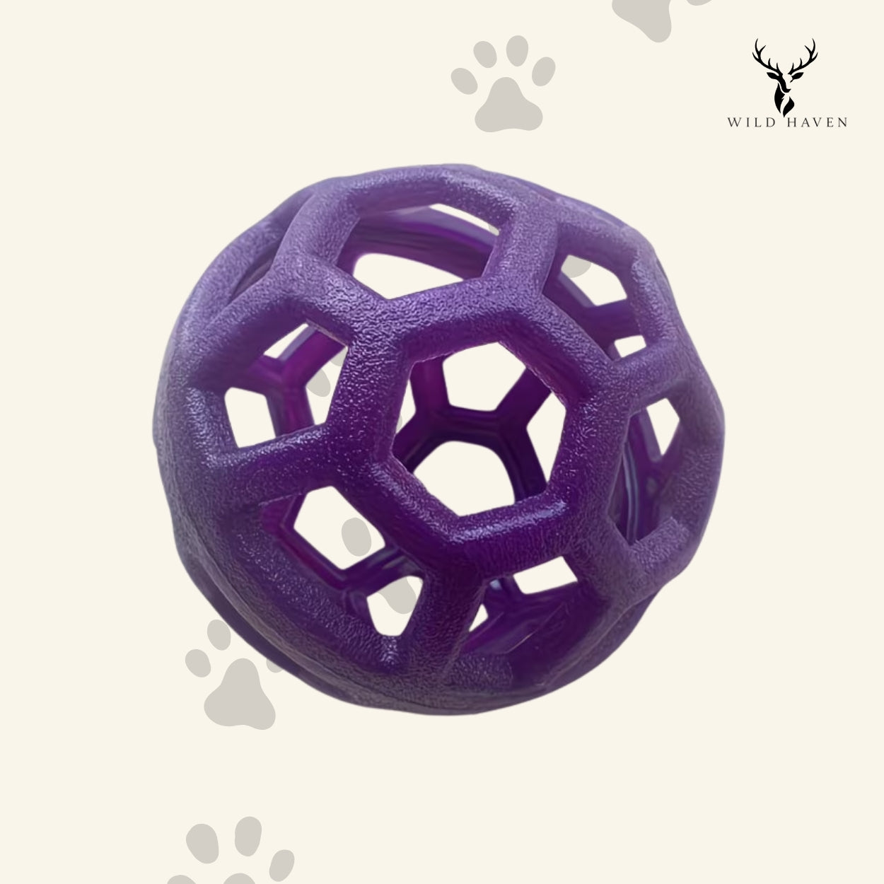 Haven Dog Hollow Treat Ball, TPR Rubber Interactive Molar and Enrichment Toy for Small and Medium Dogs