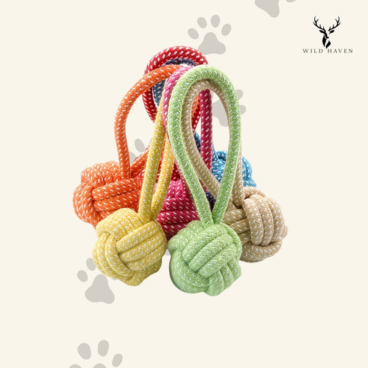 Haven Dog Rope Ball Tug Toy, Cotton Chew and Fetch Toy for Small and Medium Dogs
