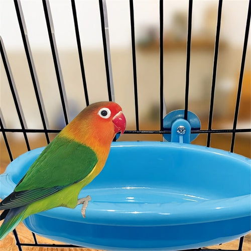 Haven Bird Bath Tub Clip-On Cage Bathing Bowl Blue