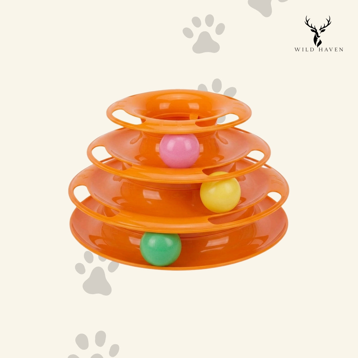 Haven Cat 3-Level Ball Track Tower, Interactive Spinning Ball Circuit Enrichment Toy for Cats
