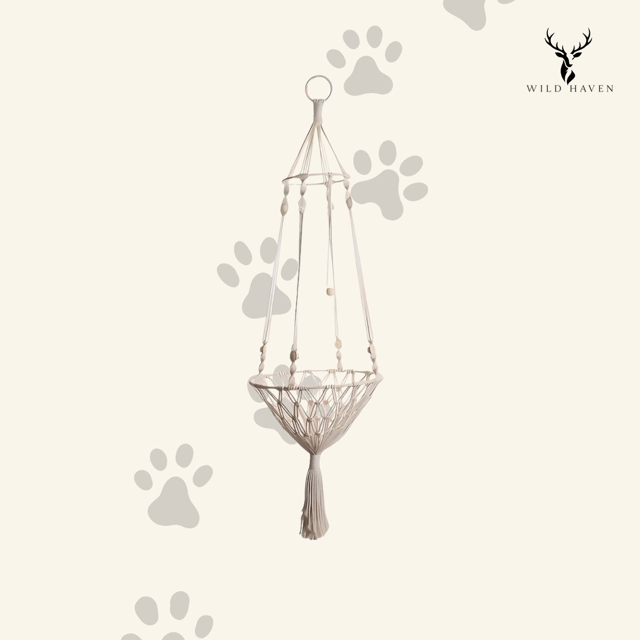 Haven Cat Woven Rope Swing Bed, Large Hanging Braided Cotton Hammock Perch for Cats