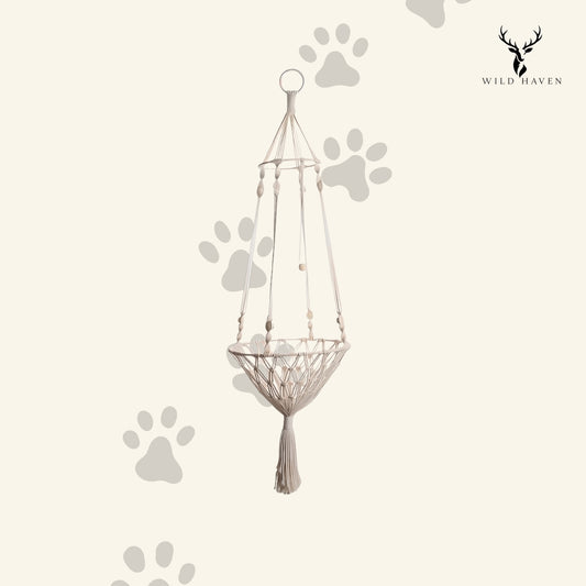 Haven Cat Woven Rope Swing Bed, Large Hanging Braided Cotton Hammock Perch for Cats