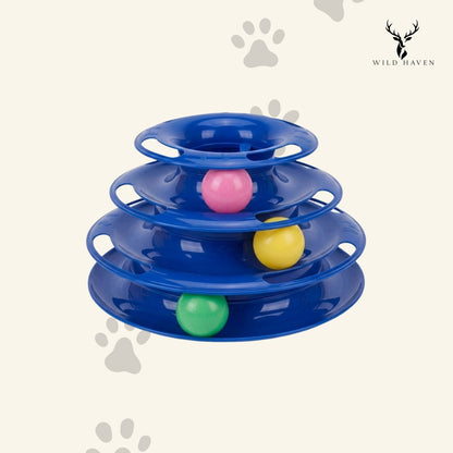 Haven Cat 3-Level Ball Track Tower, Interactive Spinning Ball Circuit Enrichment Toy for Cats
