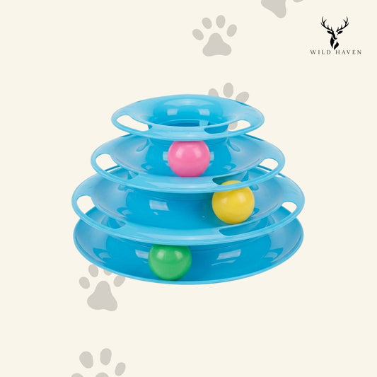 Haven Cat 3-Level Ball Track Tower, Interactive Spinning Ball Circuit Enrichment Toy for Cats