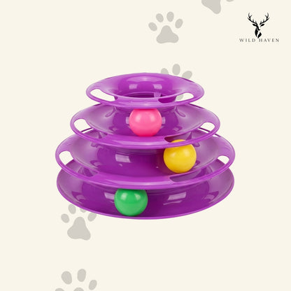 Haven Cat 3-Level Ball Track Tower, Interactive Spinning Ball Circuit Enrichment Toy for Cats