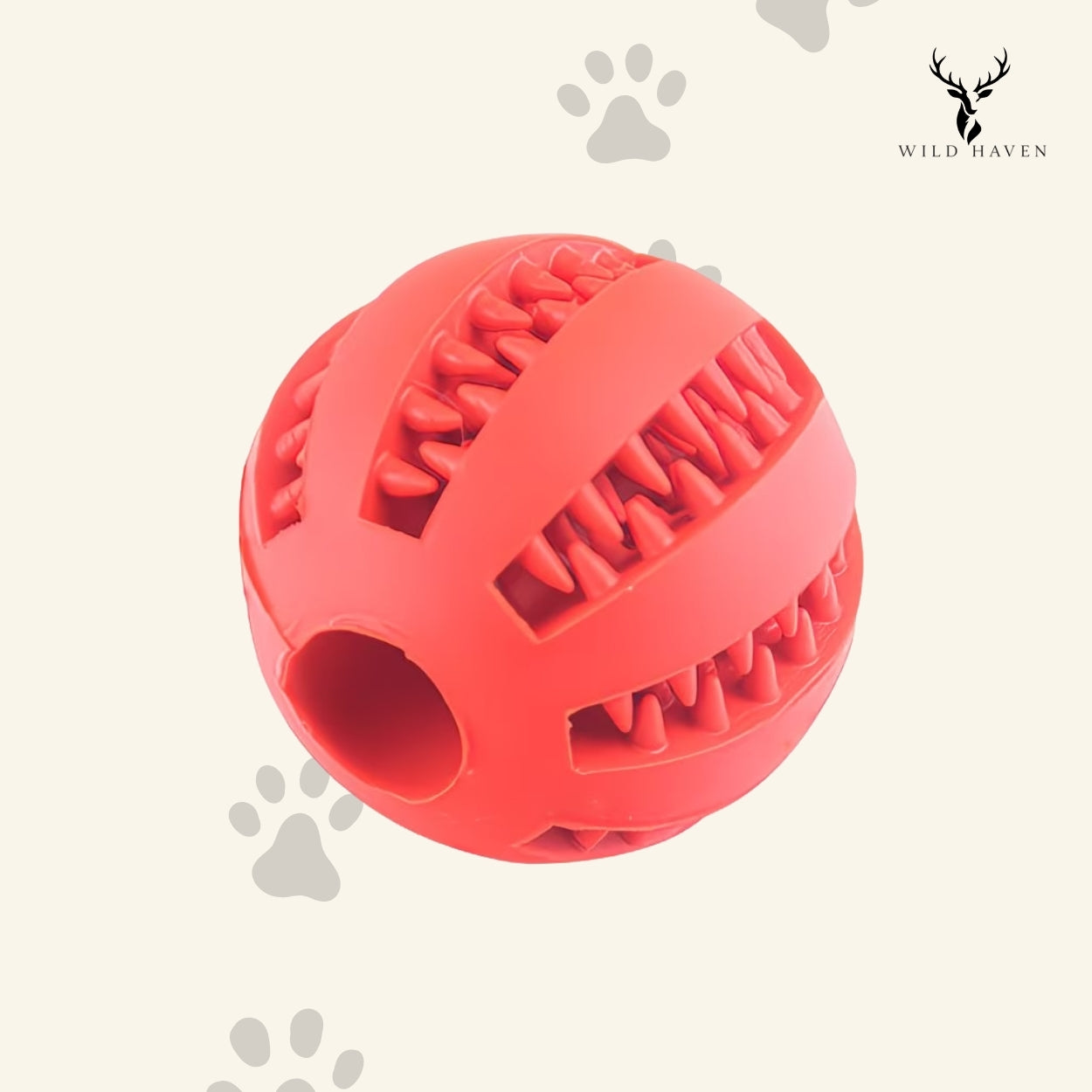 Haven Dog Treat Ball, Hollow Rubber Interactive Food Dispenser Toy for Active Dogs