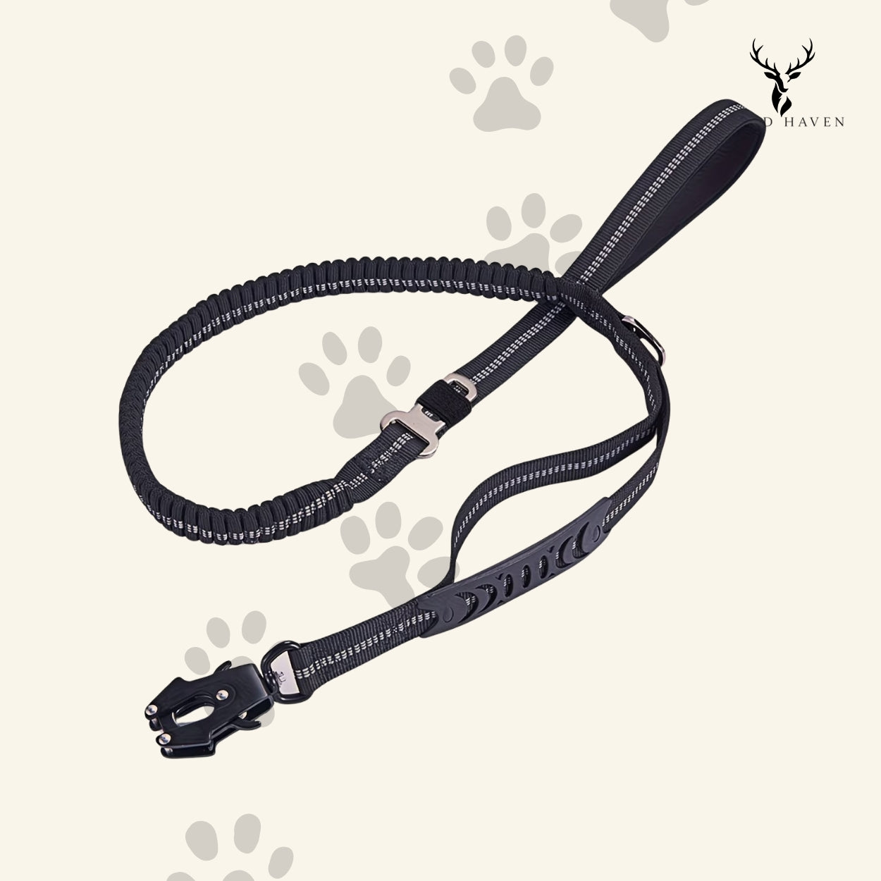 Haven Dog Bungee Leash, Shock-Absorbing Tactical Lead with Dual Padded Handles for Strong Dogs