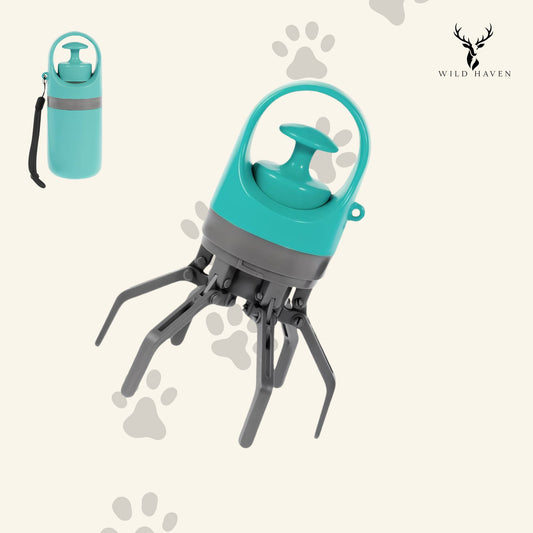 Haven Dog Waste Scooper with Built-In Bag Dispenser, Portable Six-Claw Poop Pickup Tool